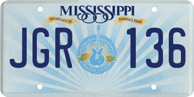 MS license plate JGR136