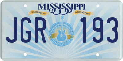 MS license plate JGR193