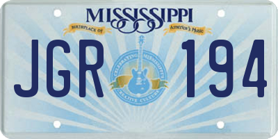 MS license plate JGR194