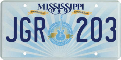 MS license plate JGR203