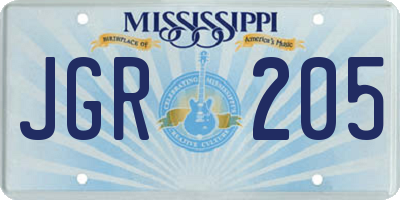 MS license plate JGR205