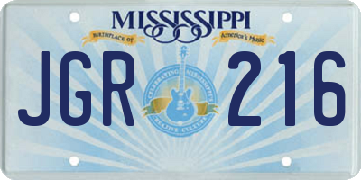 MS license plate JGR216
