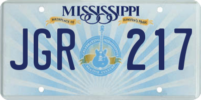MS license plate JGR217
