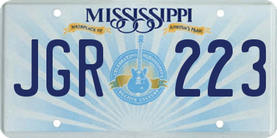 MS license plate JGR223