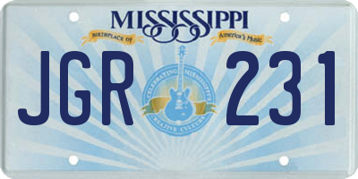 MS license plate JGR231