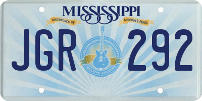 MS license plate JGR292