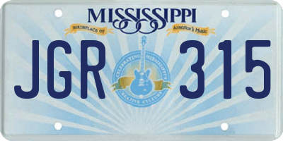 MS license plate JGR315