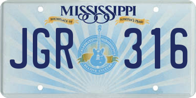 MS license plate JGR316