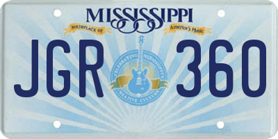 MS license plate JGR360
