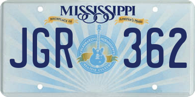 MS license plate JGR362