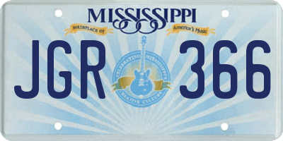 MS license plate JGR366