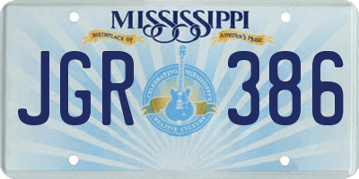 MS license plate JGR386