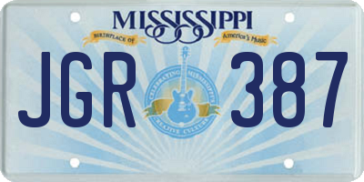 MS license plate JGR387
