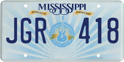 MS license plate JGR418