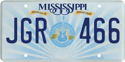 MS license plate JGR466