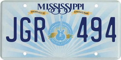 MS license plate JGR494