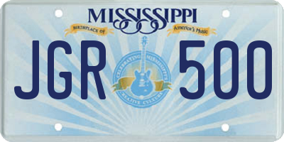 MS license plate JGR500