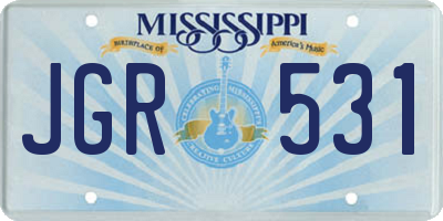 MS license plate JGR531
