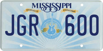 MS license plate JGR600