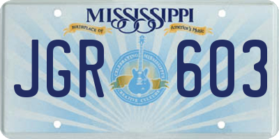MS license plate JGR603