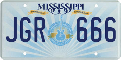 MS license plate JGR666