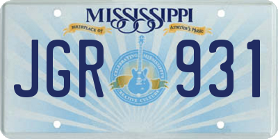 MS license plate JGR931
