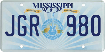 MS license plate JGR980