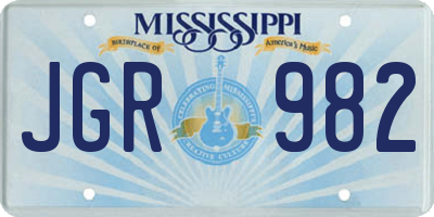 MS license plate JGR982