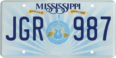 MS license plate JGR987