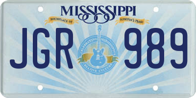 MS license plate JGR989