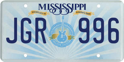 MS license plate JGR996
