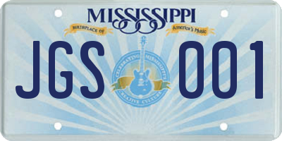 MS license plate JGS001