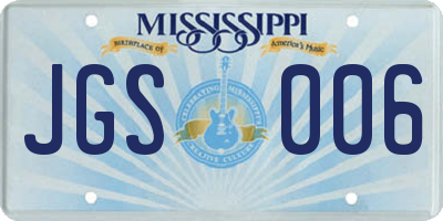 MS license plate JGS006