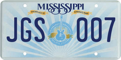 MS license plate JGS007