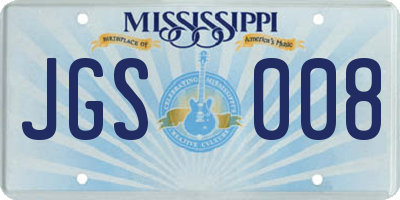 MS license plate JGS008