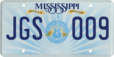 MS license plate JGS009