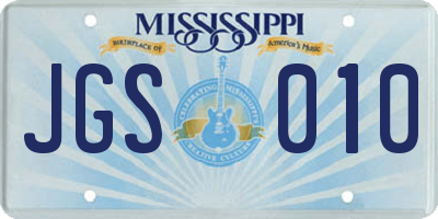 MS license plate JGS010