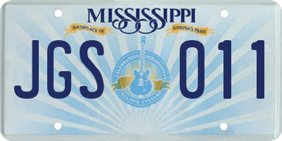 MS license plate JGS011