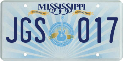 MS license plate JGS017