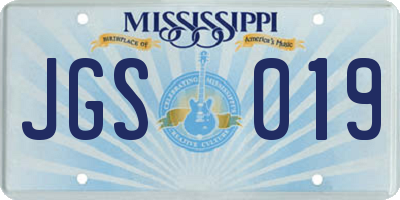 MS license plate JGS019