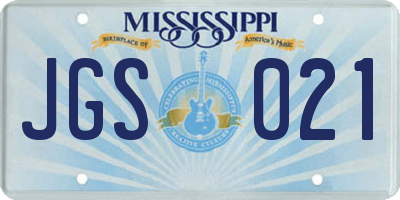 MS license plate JGS021