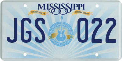 MS license plate JGS022