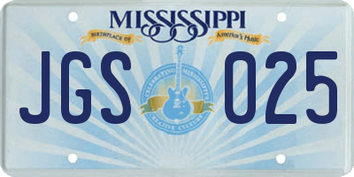 MS license plate JGS025