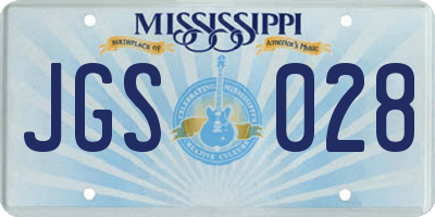 MS license plate JGS028
