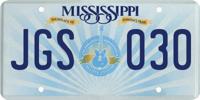 MS license plate JGS030