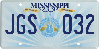 MS license plate JGS032