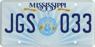 MS license plate JGS033