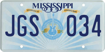 MS license plate JGS034