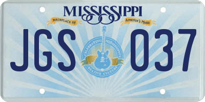 MS license plate JGS037