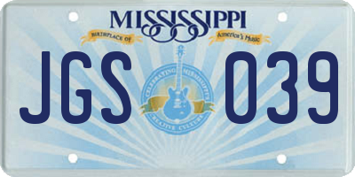MS license plate JGS039